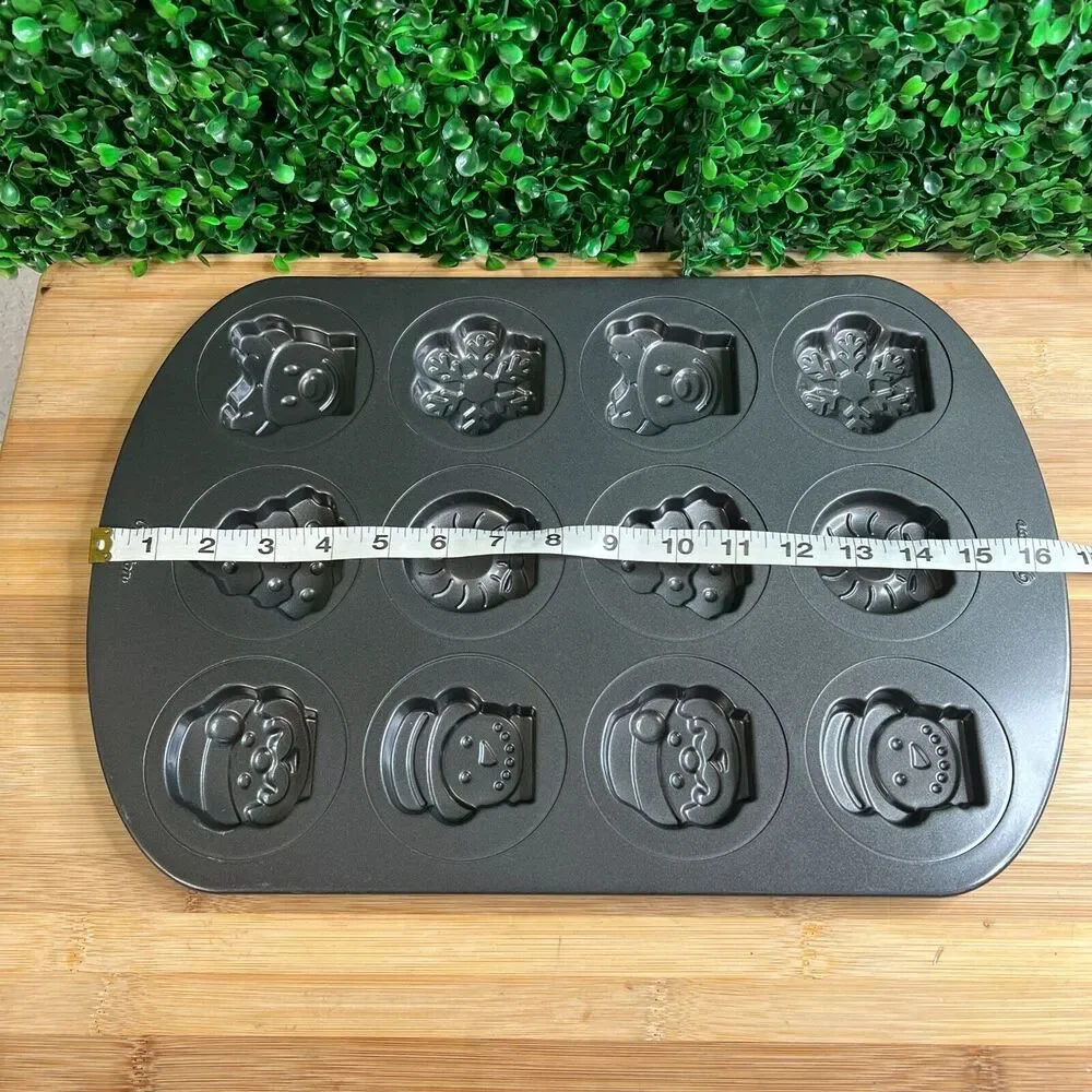 Wilton Cookie Pan Mold Christmas 12 Cavity 12 Designs Holiday Baking Santa Snow